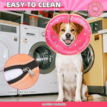 KOOLTAIL Inflatable Dog Cone Collar, Soft Donut E Collar for Dogs After Surgery to Stop Licking Enhanced Alternative, Blow Up Pet Neck Pillow Recovery Adjustable Cone for Dog Cat, Upgrade Size,Donut M