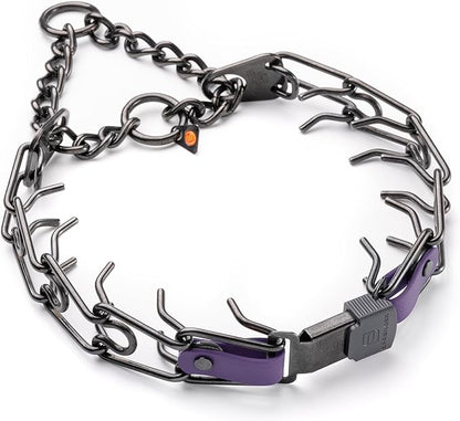 Herm Sprenger Black Stainless Steel Dog Collar with Quick Release ClicLock Buckle O-Ring Biothane Insert Training Collar Made in Germany (Violet Purple, 25in x 4.0mm(Neck Size up to21-22in))