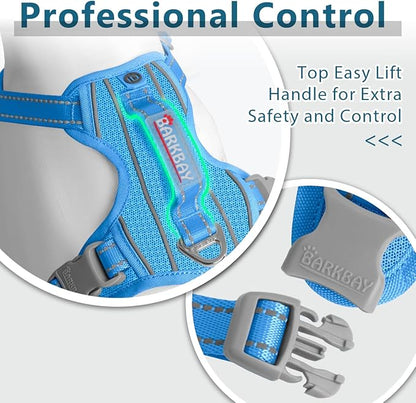BARKBAY Dog Harness No Pull with ID Tag Pocket - Heavy Duty, Reflective, Easy Control for Large Dogs(Blue,M)