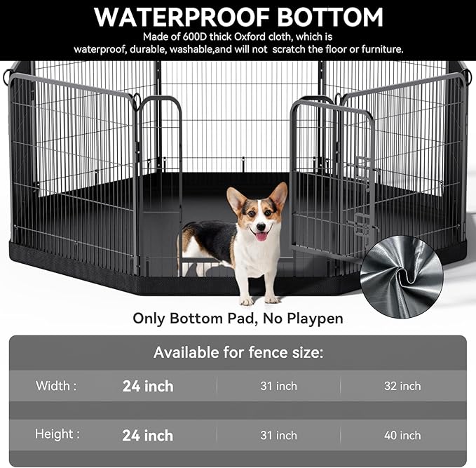 PJYuCien Dog Playpen Bottom Pad(Only Bottom Pad, No Playpen)- Stabilize the Dog Play Pen, Easy to Clean and Waterproof, Fits Most 8 Panels 24 Inch Width Metal Dog Fence Octagonal Dog Playpen