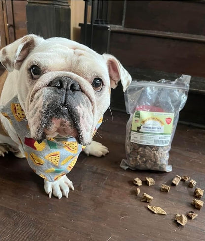 Beef Dog Treats – Made in USA Only – All Natural, Meaty Beef Tips – Premium, Slow Roasted – Grass Fed, Farm Raised – Crunchy, Grain Free Training Treat, 8 Ounces