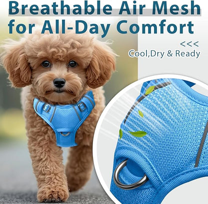 BARKBAY Dog Harness No Pull with ID Tag Pocket - Heavy Duty, Reflective, Easy Control for Small Dogs(Blue,S)