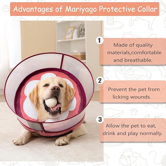 Inflatable Dog Cone Collar for Large Medium Small Dogs, Soft Dog Donut Collar Adjustable Recovery Cone for Pets After Surgery, Extra Enhanced Anti-Licking Guard Shield (Mangosteen, X-Large)