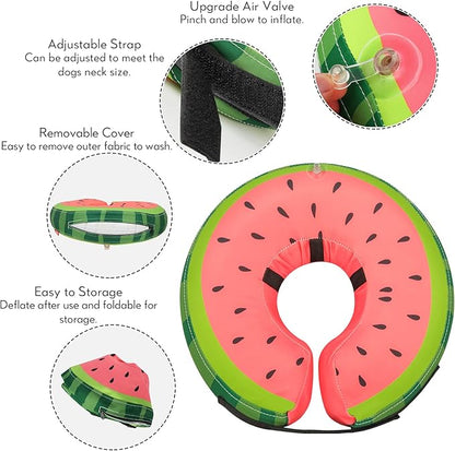 MIDOG Soft Inflatable Dog Cone, Donut E-Collar Alternative for After Surgery, Prevents Licking, Allowing Normal Eating & Vision, Comfortable Recovery Collar for Small Medium Large Dogs & Cats, Red-M+