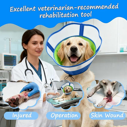 Dog Cone,Agemin Recovery Collar Cone (Large(Neck:15-17in),Thickened Farbic Soft and Comfortable Anti-Licking,Suitable for Dog Wound Care,Postoperative Use