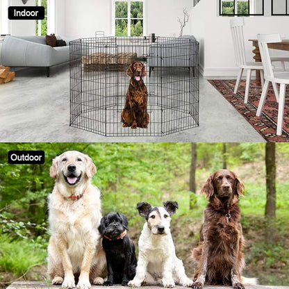 BestPet | Foldable Dog Playpen | 42 Inch, 8 Panels | Metal Pet Exercise Pen | Indoor Outdoor Portable Dog Fence with Door | Removable, Rust-Resistant Secure Pet Kennel | Easy to Assemble