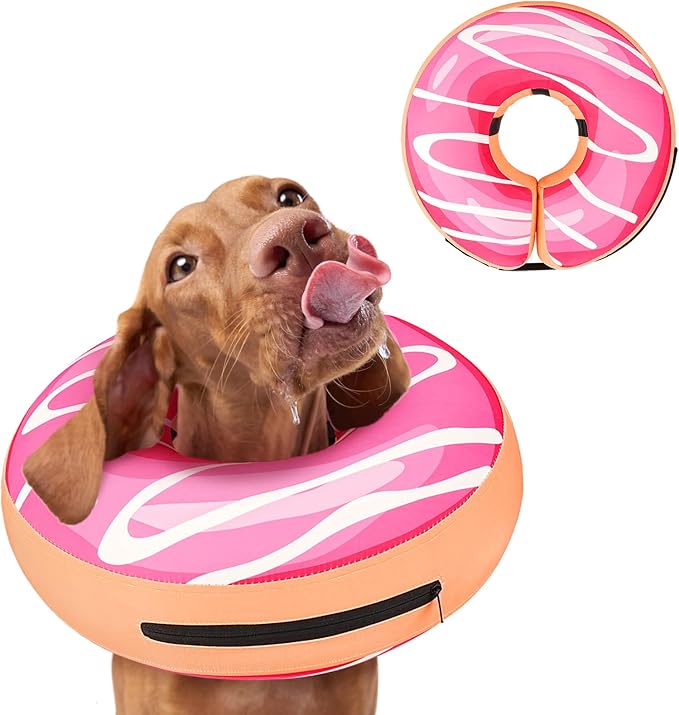 Inflatable Dog Cone Collar to Stop Licking, Soft Neck Donut Collar After Surgery, Adjustable Recovery Cone for Small Medium Large Dogs (Donut,XS)