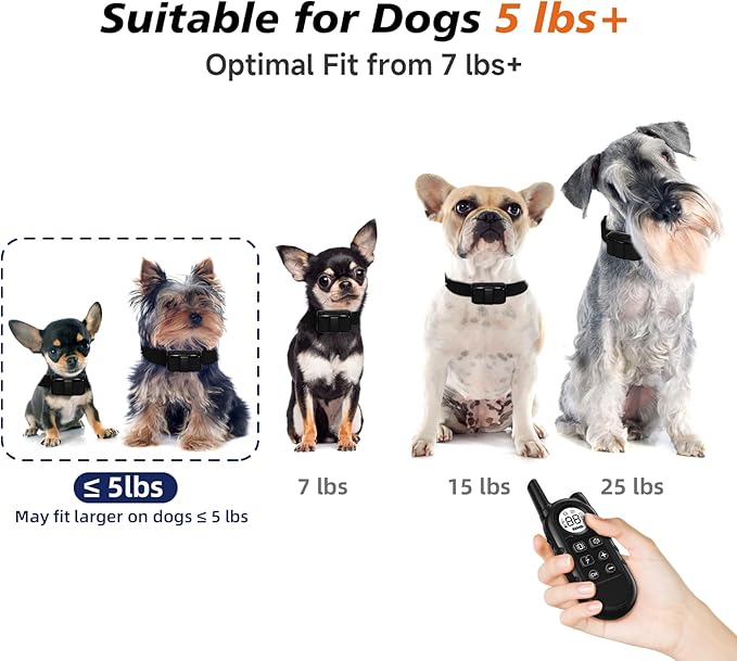 Tiniest Dog Shock Collar, Lightest Dog Training Collar with Remote for Small Dogs 5-30lbs & Medium Large Dogs/Puppies, Waterproof, Rechargeable, 1300ft Range (Black&Ultra Tiny)