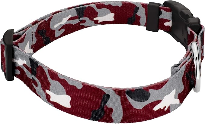 Country Brook Petz - Crimson and White Camo Everyday Dog Collar and Leash - Sports and Athletics Collection Featuring Spirited Designs (1 Inch, Extra Large)