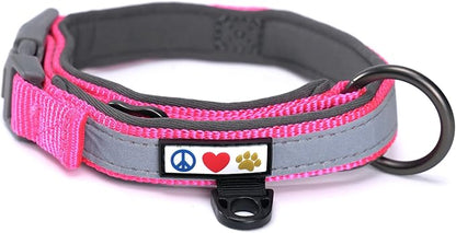 Pawtitas Lumberjack Pad Reflective Pink Neoprene Collar - Medium/Large Puppy Training Collar