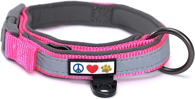 Pawtitas Lumberjack Padded Martingale Collar for Dogs | Soft Neoprene Dog Collar for Your pet's Comfort Made with Reflective Band for Maximum Visibility | Fits Small and Large Pets - XXS Pink