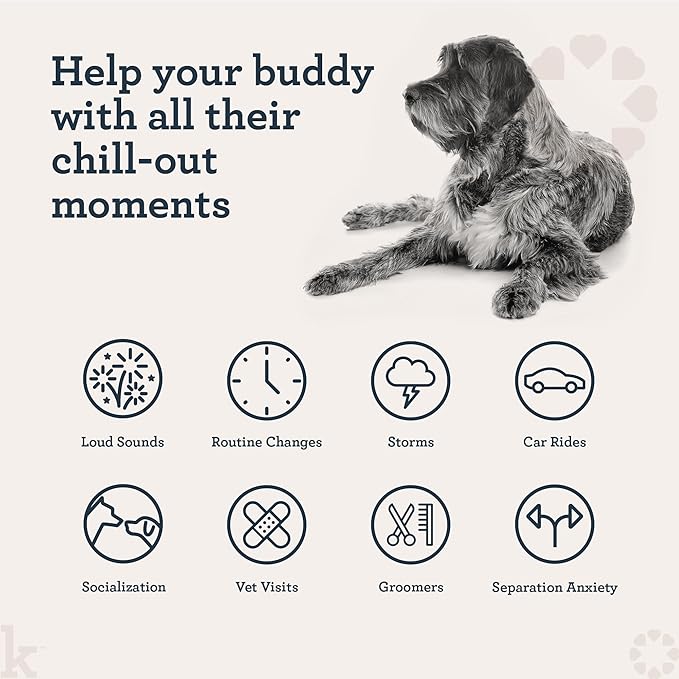 Kradle Calming Chews for Dogs - Anxiety and Stress Support - L-Theanine Ashwagandha GABA - Calming Supplement for Relaxation and Stress - Chicken Flavor- 150 Non-Drowsy Chews