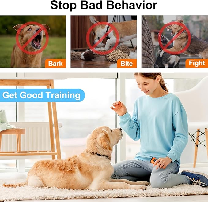 2 Pack Dog Bark Deterrent Devices Anti Barking Device for Dogs Ultrasonic Bark Stopper Portable Dog Training Tool Indoor Outdoor Up to 50ft Correct Bad Behavior of Own or Neighbor's Dog (Orange)