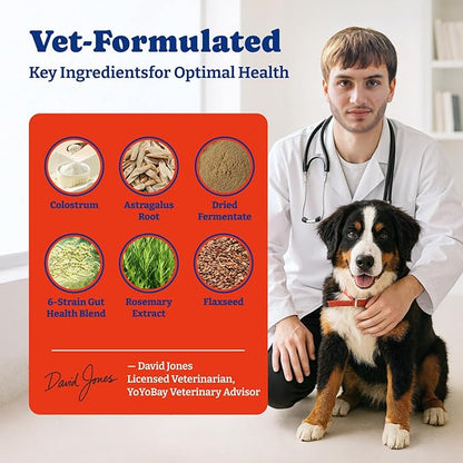 Dog Allergy Relief Chews – 70 Soft Chews, Duck & Pear Flavor - Immune Support & Itch Relief with Colostrum, Astragalus Root, 6-Strain Gut Health Blend
