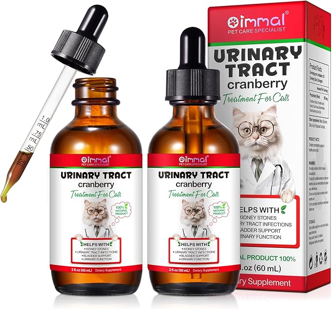 Urinary Tract for Cats, Natural Cat Urinary Tract Infection Treatment Drops Supports Bladder, Kidney Stone, Cat UTI, Cranberry Kidney Bladder Support Supplement, Chicken Flavor - 60ml / 2.02oz-2PCS