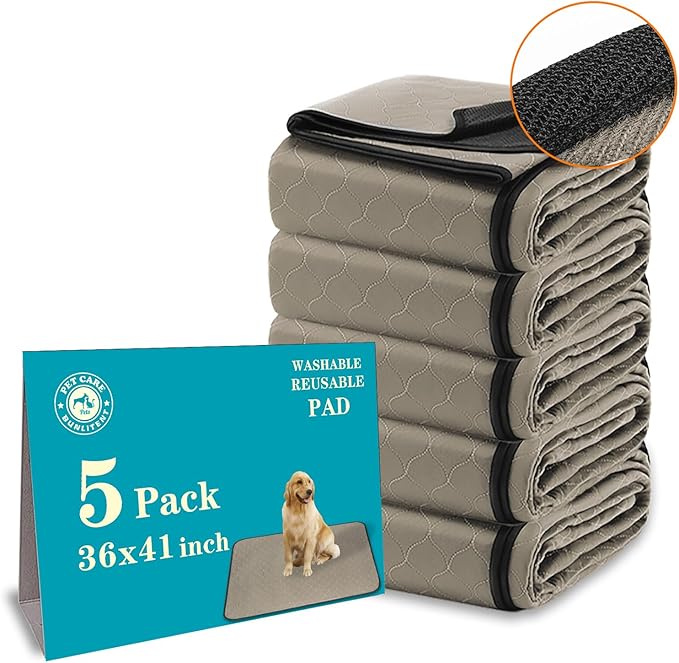 Bunlitent Washable Pee Pads for Dogs 36" x 41", 5 Pack, Reusable Puppy Pads, Dog Training Pads with Quick Dry, Large Anti-Slip Whelping Pad for Pet, Playpen, Incontinence, Housebreaking