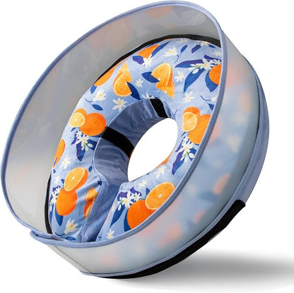 Inflatable Dog Cone, Soft Dog Cone Collar After Surgery for Alternative with Enhanced Anti-Licking Guard Shield Adjustable Detachable, Elizabethan Collar (S, Orange)