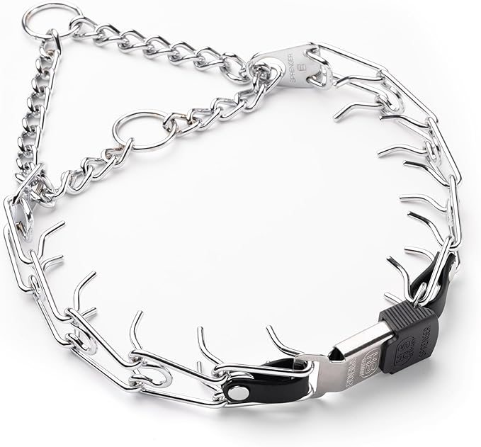 Herm Sprenger Chrome Plated Steel Dog Collar with Quick Release ClicLock Buckle O-Ring Biothane Insert Training Collar Made in Germany (Black, 22in x 3.0mm(Neck Size up to 18-19in))