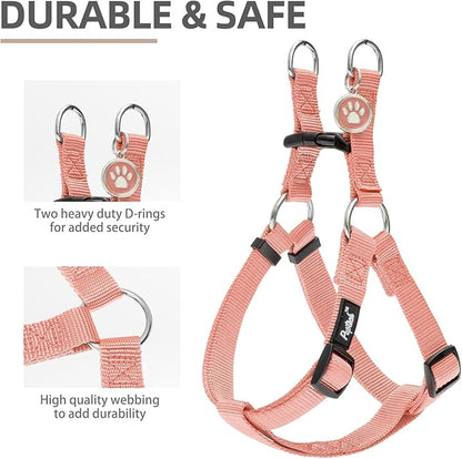 PUPTECK No Pull Dog Harness Soft Adjustable Basic Nylon Step in Puppy Vest Outdoor Walking with ID Tag LightCoral