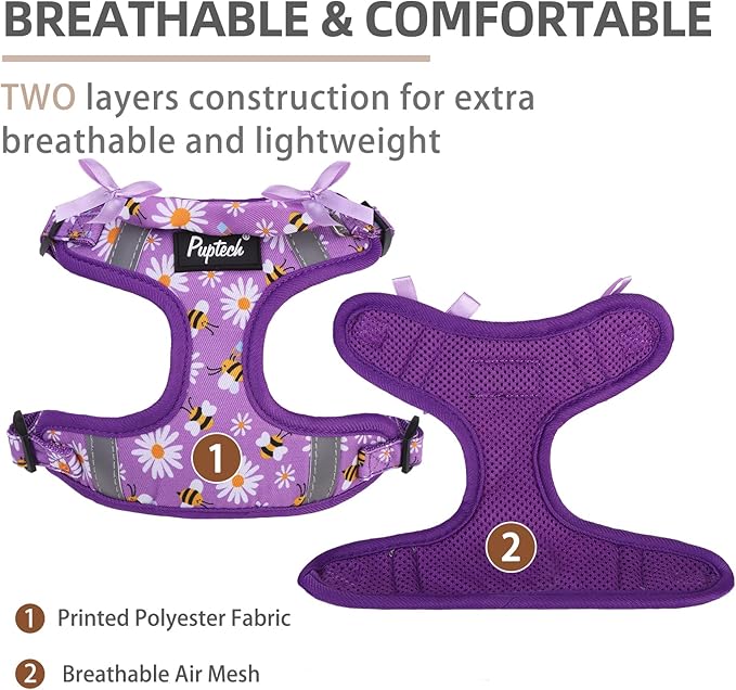 PUPTECK Dog Harness and Leash Set Medium Sized, Step in No Pull Adjustable Puppy Cat Harness Reflective Pet Vest