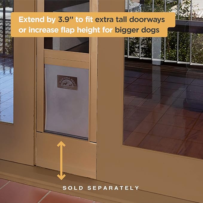 Hakuna Pets Patio Pet Door 3.9” Height Extension, Fits Screen Insert Panel for Medium Doors, Bronze