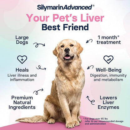 Liver Health Supplement for Large Dogs - Milk Thistle for Dogs Liver Support with S-Adenosylmethionine (Same) & Silybin - 30 Tablets
