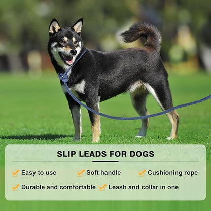 Lynxking Dog Leash Slip Lead Reflective Breathable Rope Comfortable Strong No Pull Slip On Pet Training Lead for Dogs