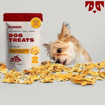 OH NORMAN! Two-Ingredient Pumpkin Dog Treats by Kaley Cuoco, Healthy Dog Treats for All Life Stages and Breeds, Air Dried, Ethically Sourced in Canada, 6 Oz