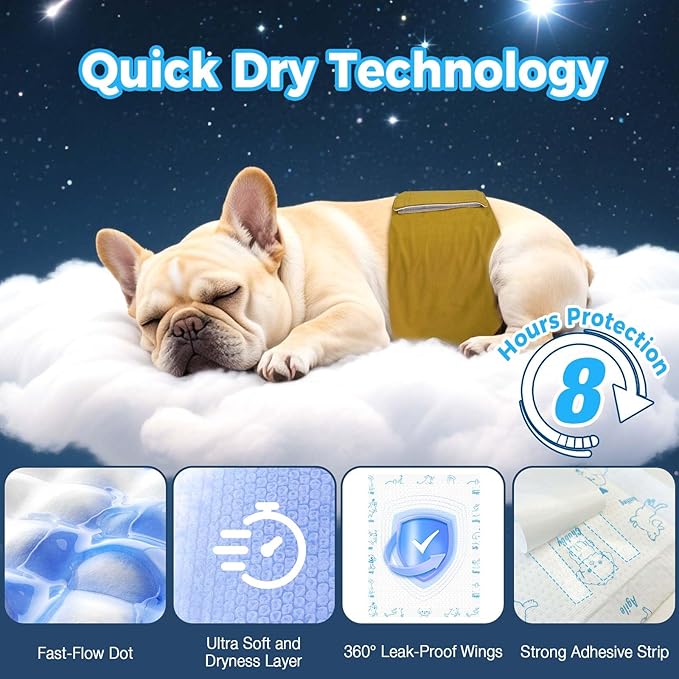 Dog Diaper Liners 100ct, Upgraded Ultra-Thin & Super Absorbent Dog Diapers Booster Pads for Male and Female Dogs, Disposable Doggy Diapers Inserts for Dog Belly Bands Wraps Period Panties (Large)
