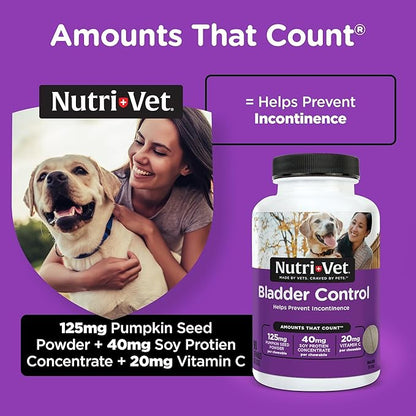 Nutri-Vet Bladder Control Supplement, Cranberry Supplement, Dog Products, Immune Support,Helps Dog Urinary Incontinence,Bladder Control Pills,Urinary Tract Health,Puppy Support,90 Tablets,(Pack of 2)