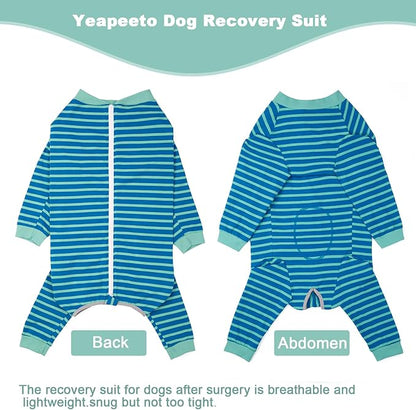 Yeapeeto Dog Onesie Surgery Recovery Suit for Large Medium Bodysuit Dogs Pajamas PJS Full Body for Shedding, Prevent Licking, Wound Protection, Cone Alternative… (Blue Green, 2XL)