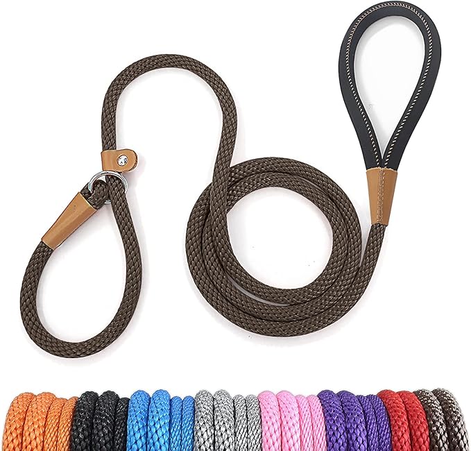 lynxking 6 FT Dog Leash Slip Lead 2 Pack Strong Heavy Duty Braided Dog Training Leash No Pull Training Lead Leashes for Medium Large and Small Dogs