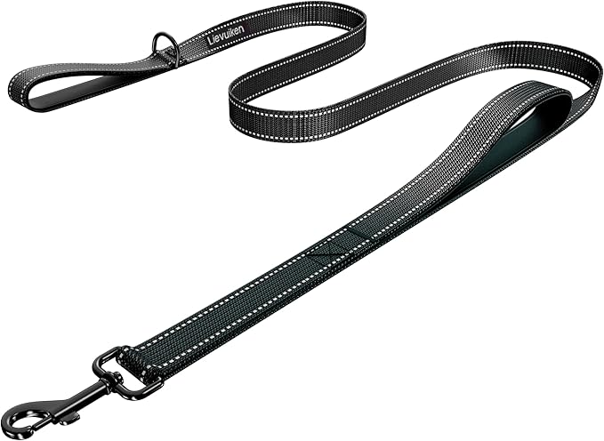 Dog Leash 6ft Long, Double Handle Dog Leash for Safety Control Training, Heavy Duty Dog Leads with Traffic Padded Handles, Reflective Leashes for Small Medium Large Dogs(6ft, Black)
