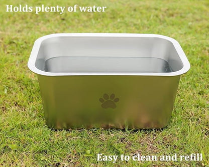 2.5 Gallons 40 Cup Non Slip Stainless Steel Large Dog Water Bowls, Outdoor Metal Dog Bowls Extra Large Breed, High Capacity Water Bowl for Big Giant Huge Dogs, Silver