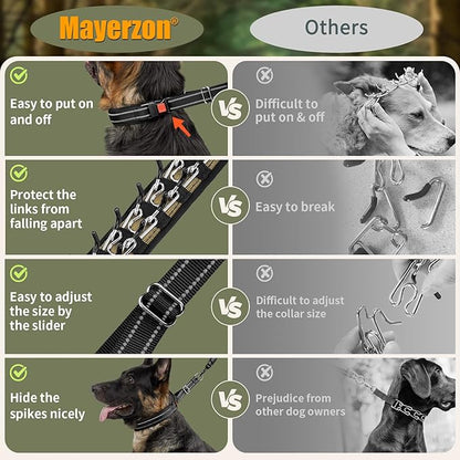 Mayerzon Martingale No Pull Collar for Medium Large Dogs German Shepherd Doberman Pitbull, Patented Anti Pull Correction Dog Collar for Walking Training, Reflective, Adjustable, Hidden(L, Black)