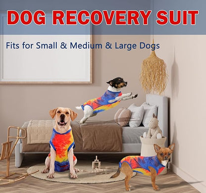 Dog Surgery Recovery Suit - Female Spay & Male Neuter Onesie, Cone Alternative Pet Surgical Shirt (Tie-dye Blue, XS)