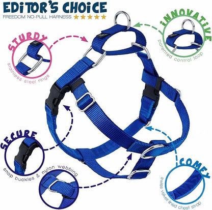 2 Hounds Design Freedom No Pull Dog Harness, Adjustable Harness, Easy Walking & Comfortable Control, Fits Small, Medium & Large Dogs, Solid Colors, Made in USA, 1" XL, Royal Blue