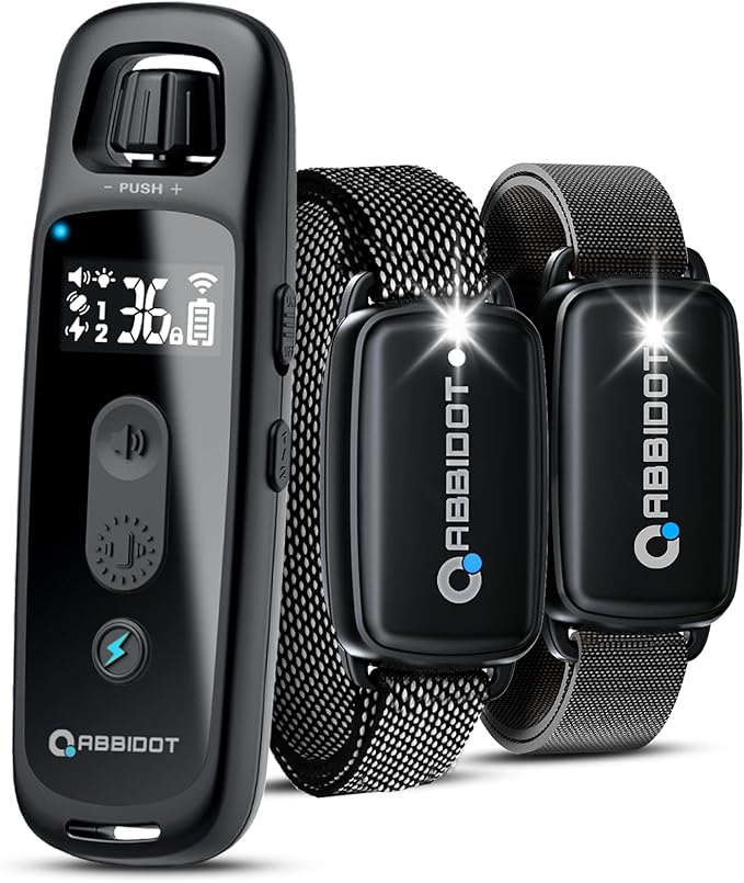 ABBIDOT Shock Collar for Dogs, 3300 FT Dog Training Collar with Remote, IPX7 Waterproof with 4 Training Modes, Rechargeable E-Collar for Small Medium Large Dogs (15-120 lbs)