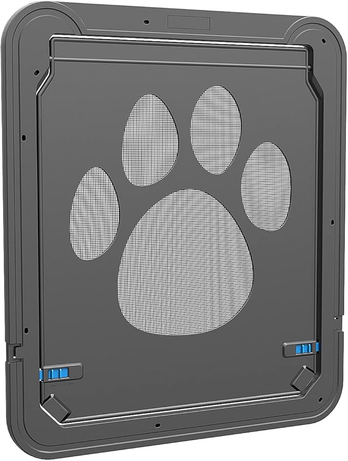 PETLESO Dog Door for Screen Doors, Large Dog Opening for Sliding Doors, Inner Flap 12"×14" Lockable Magnetic with Automatic Close, Sturdy ABS Pet Doorway for Small to Large Dogs (Black)