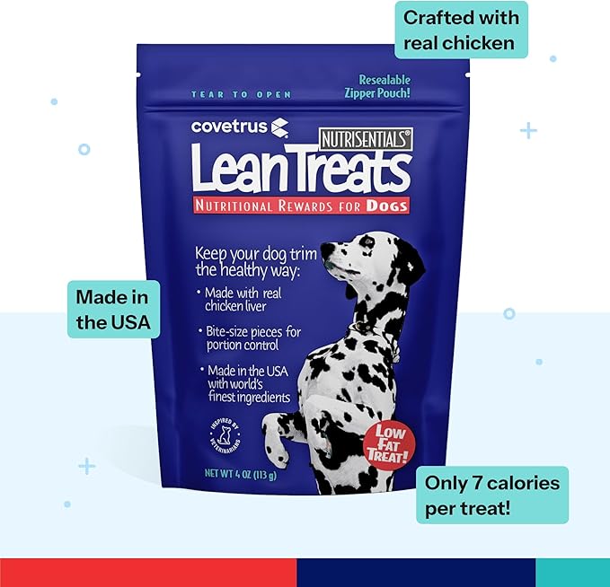 Covetrus Nutrisential Lean Treats for Dogs - Small, Medium & Large Dogs (K9) - Nutritional Low Fat, Bite-Size - Soft Chicken Flavor - 6 Pack - 4oz