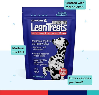 Covetrus Nutrisential Lean Treats for Dogs - Small, Medium & Large Dogs (K9) - Nutritional Low Fat, Bite-Size - Soft Chicken Flavor - 10 Pack - 4oz