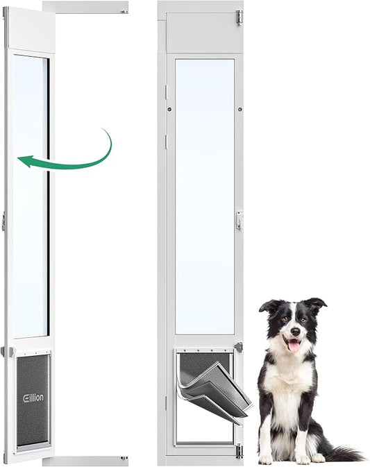 3 Flap Large Dog Door for Sliding Glass Door, Openable Pet Door for Sliding Glass Doors, Adjustable 75 7/8" to 81" Slider Height-Large