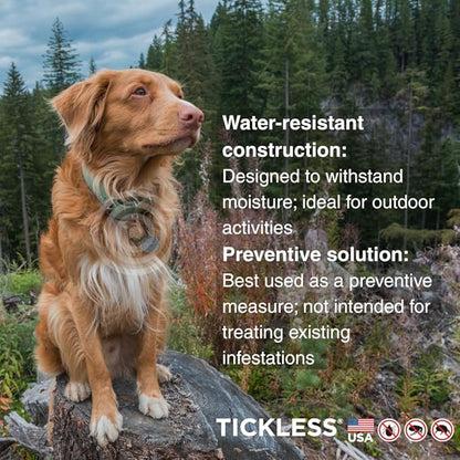 Tickless EcoPet Ultrasonic Tick and Flea Device | Free of Fragrances and Odors | Protection for Cats and Dogs | Lasts 6 Months | Safety in Nature and Cities | On Collar, Harness | for All Pet Sizes