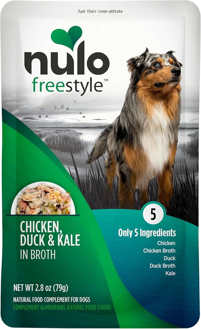 Nulo Freestyle Chicken, Duck, & Kale in Broth Real Meat Dog Food Topper, 2.8 Ounce (Pack of 24)