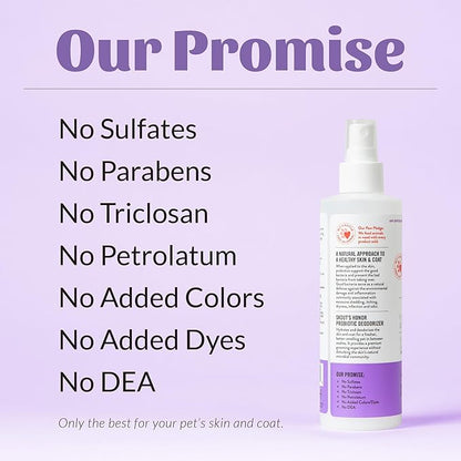 SKOUT'S HONOR Pet Probiotic Deodorizer Spray- Hydrating Daily-Use with Avocado Oil & Omega-3s, Microbiome Friendly Certified, Paraben & Sulfate-Free, 97% Natural, 8oz, Lavender, 2-Pack