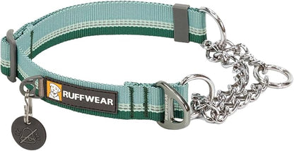 Ruffwear, Chain Reaction Dog Collar, Adjustable Reflective Martingale Escape-Proof Collar with Stainless Steel Chain, Professional Training Control, River Rock Green, 14"-20"