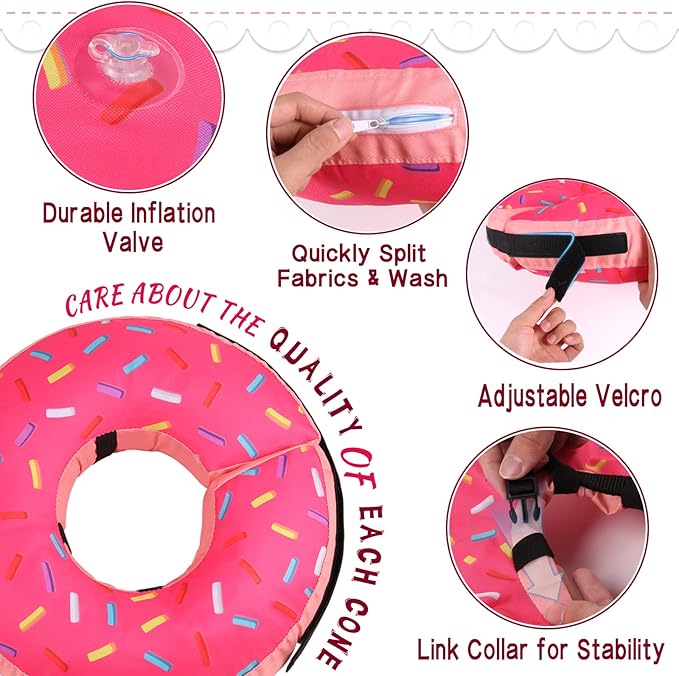 Inflatable Soft Dog Cone Collar for Small Medium Large Dogs & Cats Alternative After Surgery, Blow Up Pet Donut Neck Cone Prevent from Biting & Scratching, Comfy Adjustable Recovery Pillow Collar