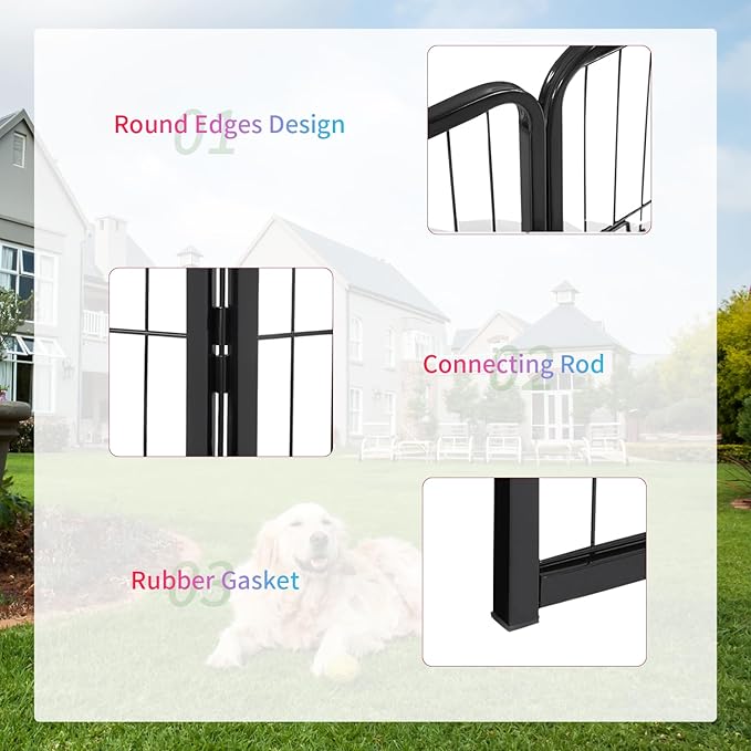 FDW Dog Playpen Dog Pen Dog Kennel 24 Panels 40 Inch Hight Indoor Outdoor Folding Metal Portable Puppy Exercise Pen Heavy Duty Dog Fence for Yard Camping,Black