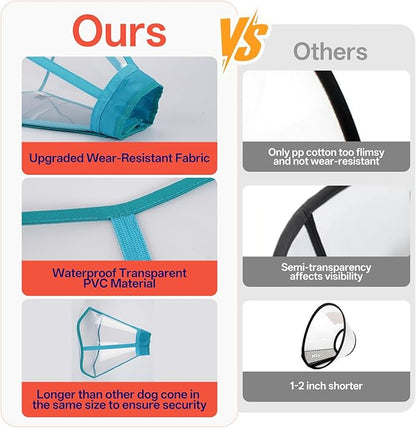 Soft Foldable Dog Cone Collar - Adjustable Elizabethan Collar for Dogs After Surgery, Waterproof Soft Recovery Collar to Stop Licking, Fits Small Medium Large Dogs, Blue, S