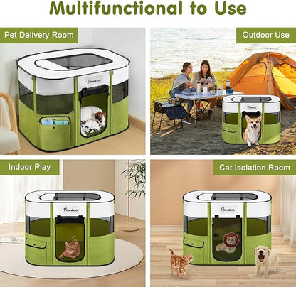 Dog Playpen, Portable Pet Playpen Cat PlayPens, 600D Oxford Dog Kennel Tent Crate, Waterproof&Breathable, Indoor Outdoor Travel Camping Use for Medium/Large Breed with Carrying Case+Folding Bowl(L)
